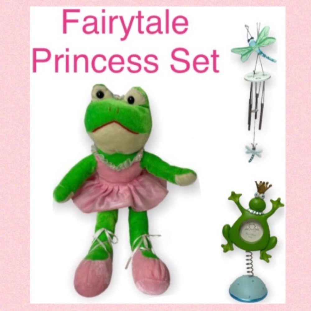 Fairytale Princess Ballerina Frog Picture Frame Dragonfly Wind Chime Room Decor